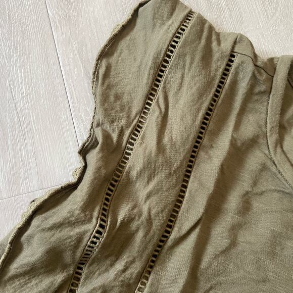 Ann Taylor Womens Flutter Sleeve Blouse Size Small Olive Green Office Minimalist - Picture 3 of 6